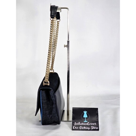 NWT Michael Kors Women's Sloan Denim Blue Chain Strap Shoulder Bag Sz Large 2170 - Picture 5 of 13